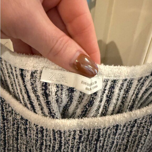 ZARA STRIPED CUT-OUT KNIT TOP - Picture 8 of 8